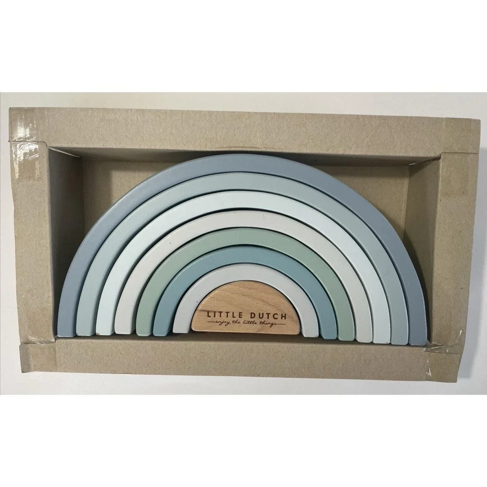Little‎ Dutch Wooden Rainbow Stacker Montessori Toy Blue Green Nursery Decor 10
